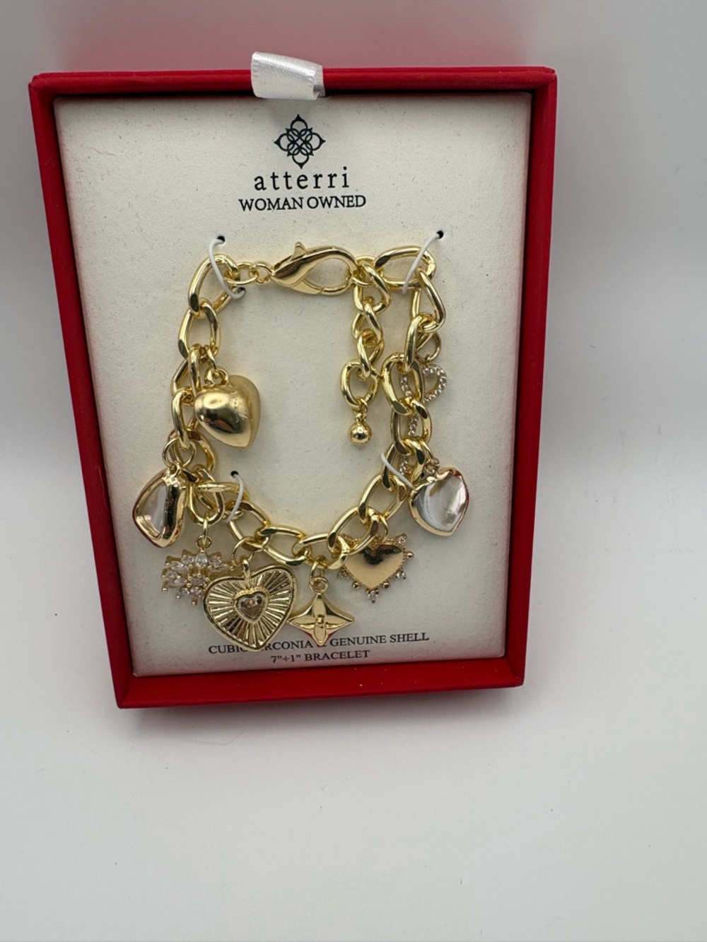 Atterri Gold Heart & Shell Charm Bracelet